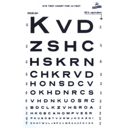 GRAFCO Eye Chart, Illum Snellen, 14X9 10' Distance, 20' Equiv,  1264